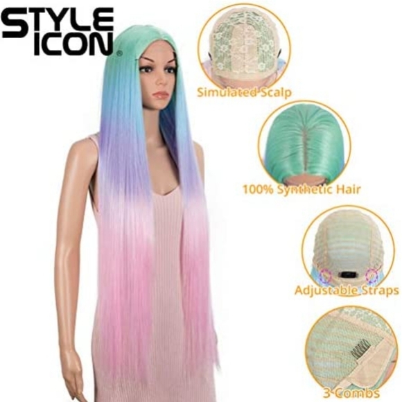 Style Icon 38" Super Long Straight Synthetic Wig - Picture 2 of 6